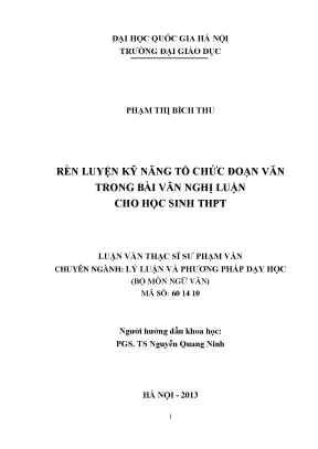 Luận văn thạc sĩ vnu ued rèn kỹ năng tổ chức đoạn trong bài văn nghị luận cho học sinh thpt