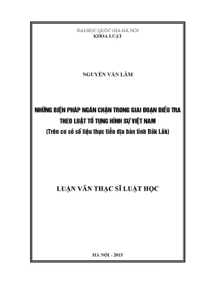 Luận văn thạc sĩ vnu ls những biện pháp ngăn chặn trong giai đoạn điều tra theo luật tố tụng hình sự việt nam