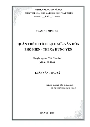 Luận văn thạc sĩ ussh quần thể di tích lịch sử văn hóa phố hiến thị xã hưng yên