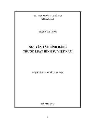 Luận văn thạc sĩ vnu ls nguyên tắc bình đẳng trước luật hình sự việt nam