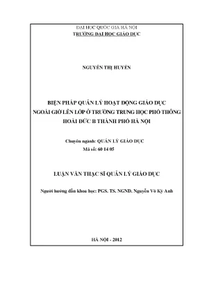 Luận văn thạc sĩ vnu ued biện pháp quản lý hoạt động giáo dục ngoài giờ lên lớp ở trường trung học phổ thông hoài đức b thành phố hà nội