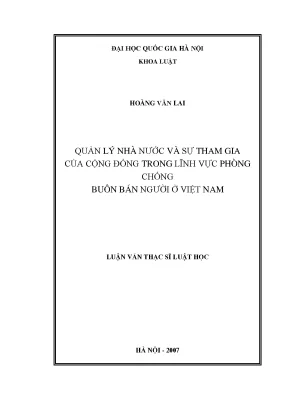 Luận văn thạc sĩ vnu ls quản lý nhà nước và sự tham gia của cộng đồng trong lĩnh vực phòng chống buôn bán người ở việt nam