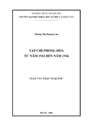 Luận văn thạc sĩ ussh tạp chí phong hóa từ năm 1932 đến năm 1936