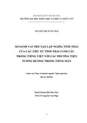 Luận văn thạc sĩ ussh so sánh vai trò tạo lập nghĩa tình thái của các tiểu từ tình thái cuối câu trong tiếng việt với các phương tiện tương đương trong tiếng hán