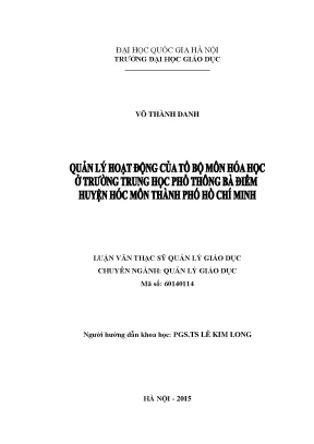 Luận văn thạc sĩ vnu ued quản lý hoạt động của tổ bộ môn hóa học ở trường trung học phổ thông bà điểm huyện hóc môn thành phố hồ chí minh