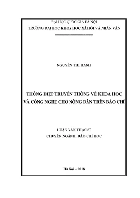 Luận văn thạc sĩ ussh thông điệp truyền thông về khoa học và công nghệ cho nông dân trên báo chí
