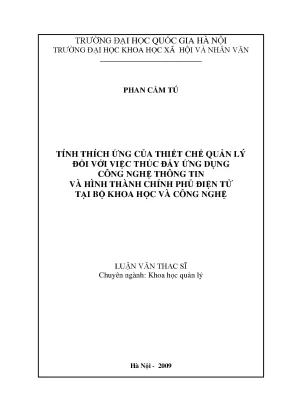 Luận văn thạc sĩ ussh tính thích ứng của thiết chế quản lý đối với việc thúc đẩy ứng dụng công nghệ thông tin và hình thành chính phủ điện tử tại bộ khoa học và công nghệ