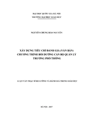 Luận văn thạc sĩ vnu ued xây dựng tiêu chí đánh giá văn bản chương trình bồi dưỡng cán bộ quản lý trường phổ thông
