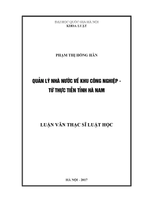 Luận văn thạc sĩ vnu ls quản lý nhà nước về khu công nghiệp từ thực tiễn tỉnh hà nam