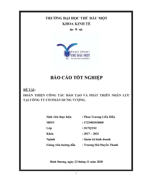 Khóa luận tốt nghiệp hoàn thiện công tác đào tạo và phát triển nhân lực tại công ty cổ phần hưng vượng