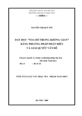 Luận văn thạc sĩ vnu ued dạy học tọa độ trong không gian bằng phương pháp phát hiện và giải quyết vấn đề