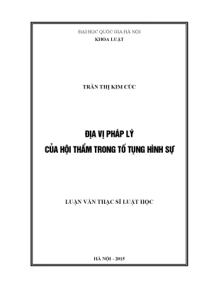 Luận văn thạc sĩ vnu ls địa vị pháp lý của hội thẩm trong tố tụng hình sự