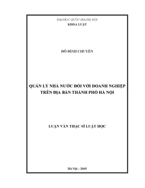 Luận văn thạc sĩ vnu ls quản lý nhà nước đối với doanh nghiệp trên địa bàn thành phố hà nội