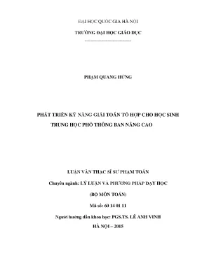 Luận văn thạc sĩ vnu ued phát triển kỹ năng giải toán tổ hợp cho học sinh trung học phổ thông ban nâng cao