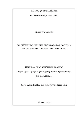 Luận văn thạc sĩ vnu ued bồi dưỡng học sinh giỏi thông qua dạy học phần phi kim hóa học 10 trung học phổ thông 11