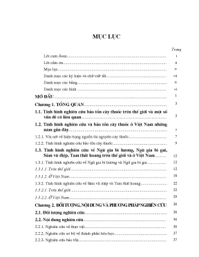 Luận án tiến sĩ hus nghiên cứu một số đặc điểm sinh học của bốn loài cây thuốc quí thuộc họ ngũ gia bì araliaceae ở việt nam nhằm