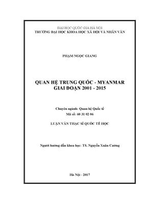 Luận văn thạc sĩ ussh quan hệ trung quốc myanmar giai đoạn 2001 2015
