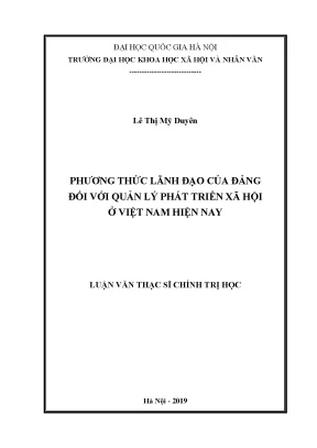 Luận văn thạc sĩ ussh phương thức lãnh đạo của đảng đối với quản lý phát triển xã hội ở việt nam hiện nay