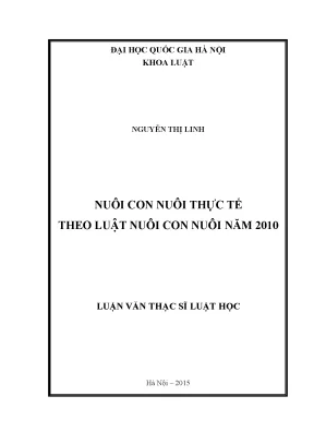 Luận văn thạc sĩ vnu ls nuôi con nuôi thực tế theo luật nuôi con nuôi năm 2010