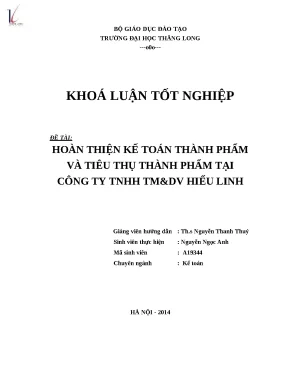 Luận văn hoàn thiện kế toán thành phẩm và tiêu thụ thành phẩm tại công ty tnhh tmdv hiếu linh