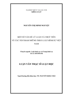 Luận văn thạc sĩ vnu ls một số vấn đề lý luận và thực tiễn về các tội tham nhũng theo luật hình sự việt nam