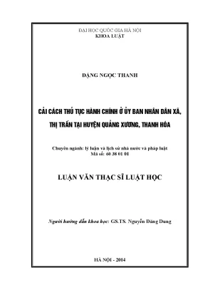 Luận văn thạc sĩ vnu ls cải cách thủ tục hành chính ở ubnd xã thị trấn tại huyện quảng xương thanh hoá