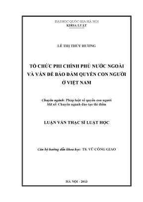 Luận văn thạc sĩ vnu ls tổ chức phi chính phủ nước ngoài và vấn đề bảo đảm quyền con người ở việt nam