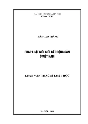 Luận văn thạc sĩ vnu ls pháp luật môi giới bất động sản ở việt nam