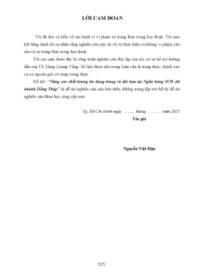Luận văn thạc sĩ nâng cao chất lượng tín dụng trung và dài hạn tại ngân hàng scb chi nhánh đồng tháp