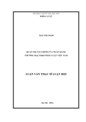 Luận văn thạc sĩ vnu ls quản trị tài chính của ngân hàng thương mại theo pháp luật việt nam