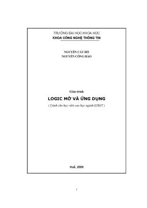 Giáo trình logic mờ và ứng dụng dành cho học viên cao học ngành khoa học máy tính