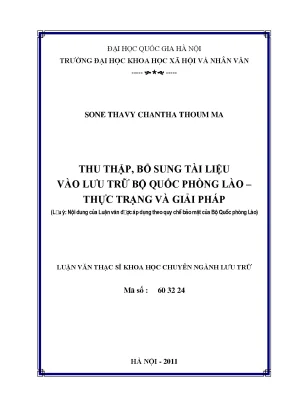Luận văn thạc sĩ ussh thu thập bổ sung tài liệu vào lưu trữ bộ quốc phòng lào thực trạng và giải pháp