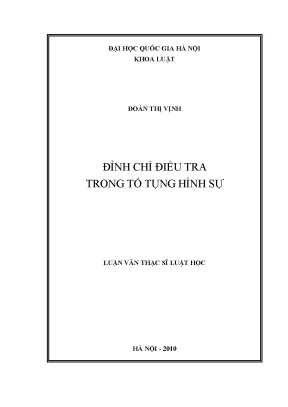Luận văn thạc sĩ vnu ls đình chỉ điều tra trong tố tụng hình sự