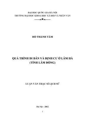 Luận văn thạc sĩ ussh qúa trình di dân và định cư ở lâm hà tỉnh lâm đồng