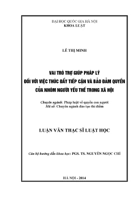 Luận văn thạc sĩ vnu ls vai trò trợ giúp pháp lý đối với việc thúc đẩy tiếp cận và bảo đảm quyền của nhóm người yếu thế trong xã hội luận văn ths pháp luật và quyền con người