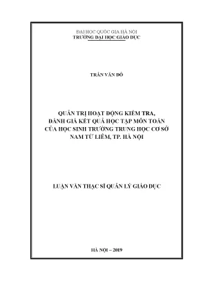 Luận văn thạc sĩ vnu ued quản trị hoạt động kiểm tra đánh giá kết quả học tập môn toán của học sinh trường trung học cơ sở nam từ liêm thành phố hà nội