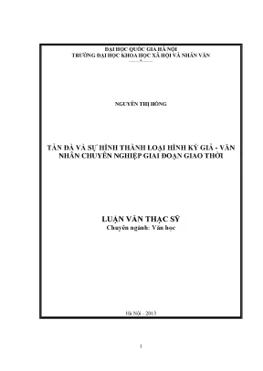 Luận văn thạc sĩ ussh tản đà và sự hình thành loại hình ký giả văn nhân chuyên nghiệp giai đoạn giao thời