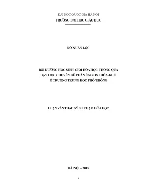Luận văn thạc sĩ vnu ued bồi dưỡng học sinh giỏi hóa học thông qua dạy học chuyên đề phản ứng oxi hóa khử ở trường trung học phổ thông