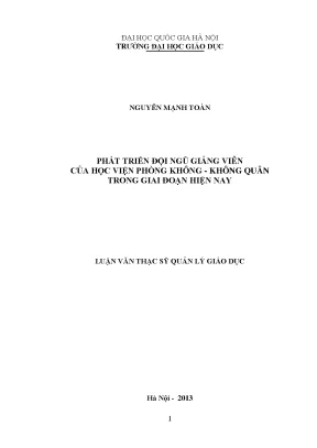 Luận văn thạc sĩ vnu ued phát triển đội ngũ giảng viên của học viện phòng không không quân trong giai đoạn hiện nay