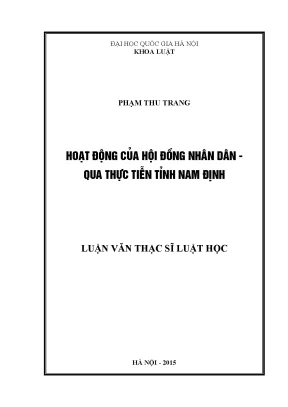 Luận văn thạc sĩ vnu ls hoạt động của hội đồng nhân dân qua thực tiễn tỉnh nam định