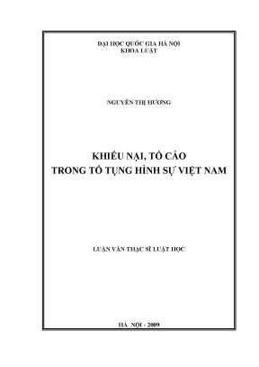 Luận văn thạc sĩ vnu ls khiếu nại tố cáo trong tố tụng hình sự việt nam