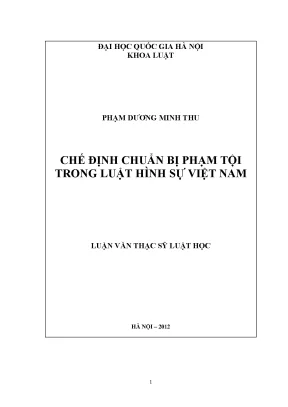 Luận văn thạc sĩ vnu ls chế định chuẩn bị phạm tội trong luật hình sự việt nam