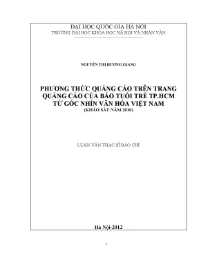 Luận văn thạc sĩ ussh phương thức quảng cáo trên trang quảng cáo của báo tuổi trẻ tp hồ chí minh từ góc nhìn văn hóa việt nam khảo sát năm 2010