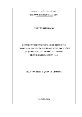 Luận văn thạc sĩ vnu ued quản lý ứng dụng công nghệ thông tin trong dạy học ở các trường trung học cơ sở quận đồ sơn thành phố hải phòng trong giai đoạn hiện nay