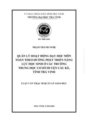 Luận văn thạc sĩ quản lý hoạt động dạy học môn toán theo hướng phát triển năng lực học sinh ở các trường thcs huyện cầu kè tỉnh trà vinh