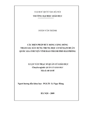 Luận văn thạc sĩ vnu ued các biện pháp huy động cộng đồng tham gia xây dựng trung học cơ sở đạt chuẩn quốc gia ở huyện vĩnh bảo thành phố hải phòng