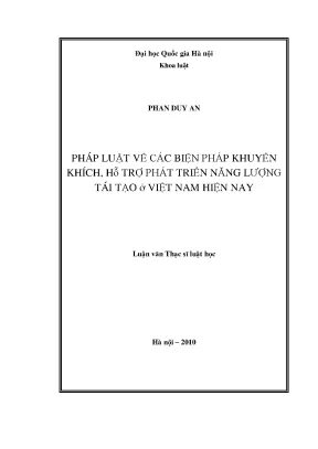 Luận văn thạc sĩ vnu ls pháp luật về các biện pháp khuyến khích hỗ trợ phát triển năng lượng tái tạo ở việt nam hiện nay