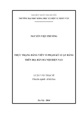 Luận văn thạc sĩ ussh thực trạng đảng viên vi phạm kỷ luật đảng trên địa bàn hà nội hiện nay