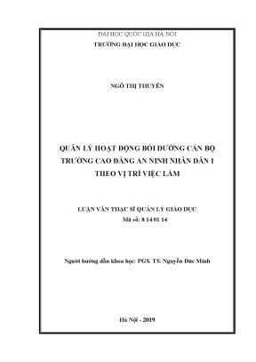 Luận văn thạc sĩ vnu ued quản lý hoạt động bồi dưỡng cán bộ trường cao đẳng an ninh nhân dân i theo vị trí việc làm