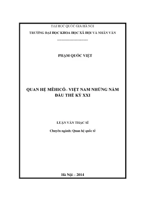 Luận văn thạc sĩ ussh quan hệ mêhicô việt nam những năm đầu thế kỷ xx